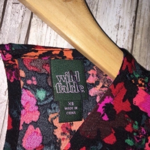 Wild Fable Neon Floral Long Sleeve Blouse - Picture 5 of 6